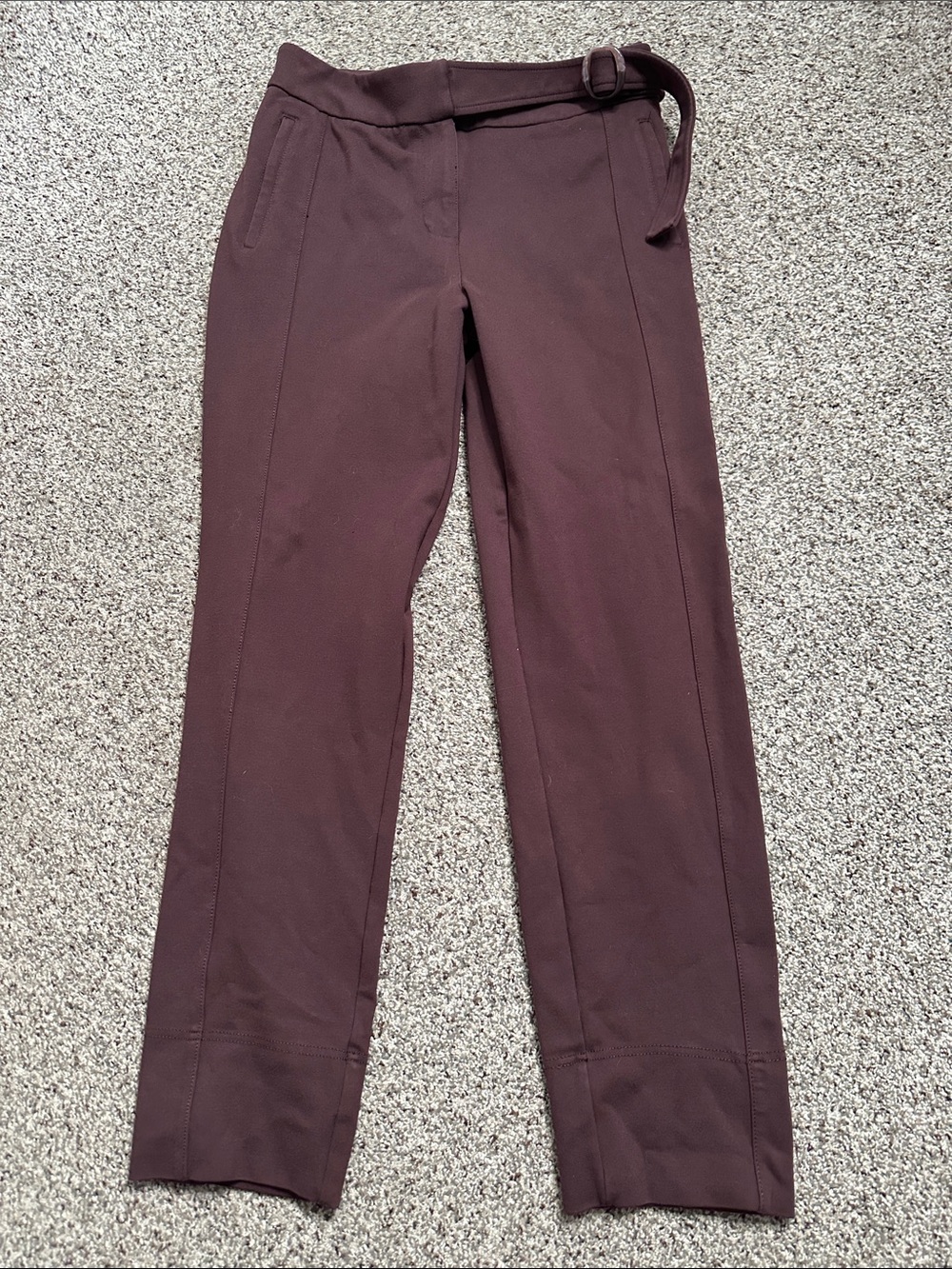 Women's Betabrand Tailored Belted Pants in Deep brown size M stretchy office